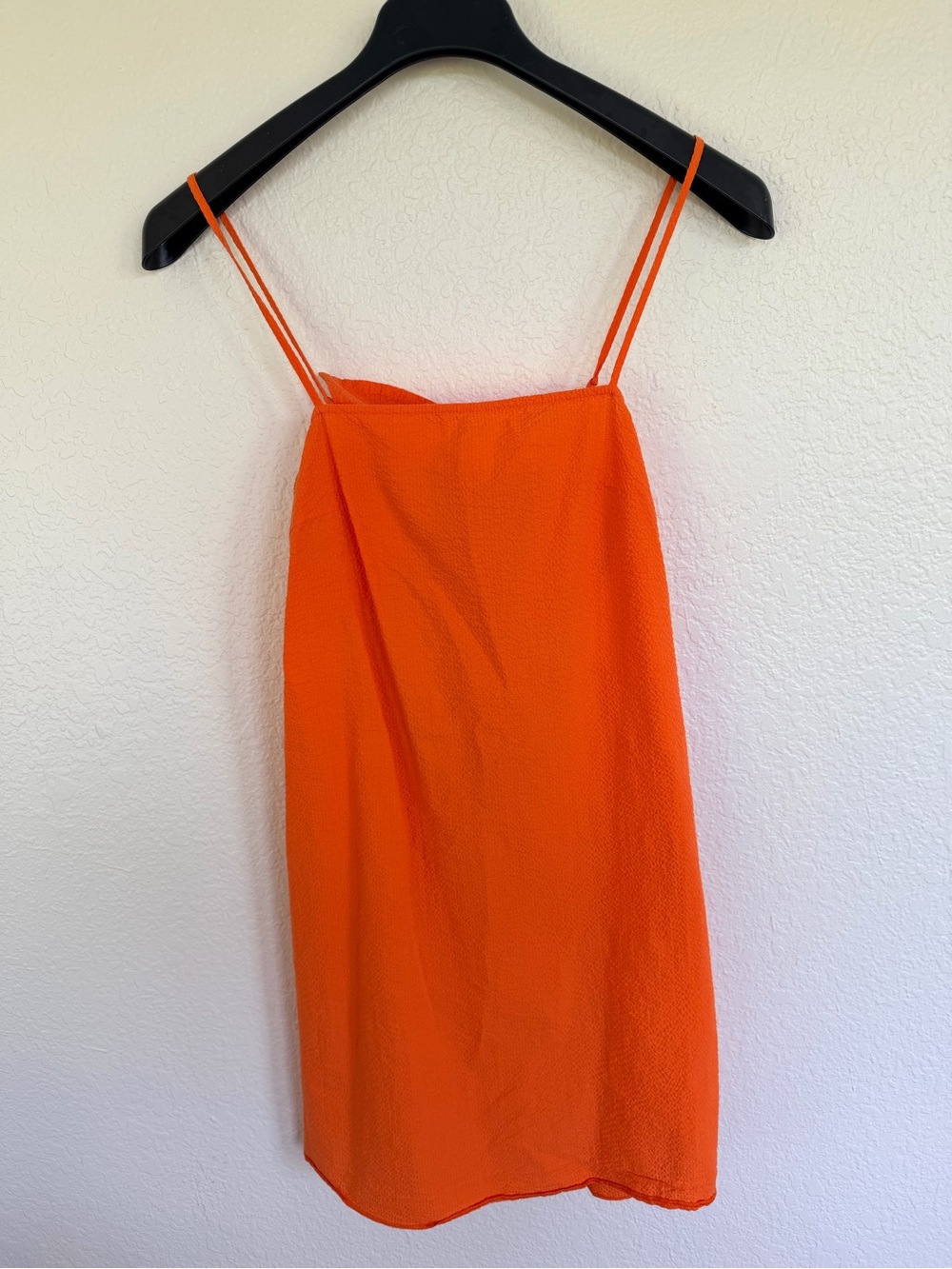 Vibrant Orange Spaghetti Strap Mini Dress